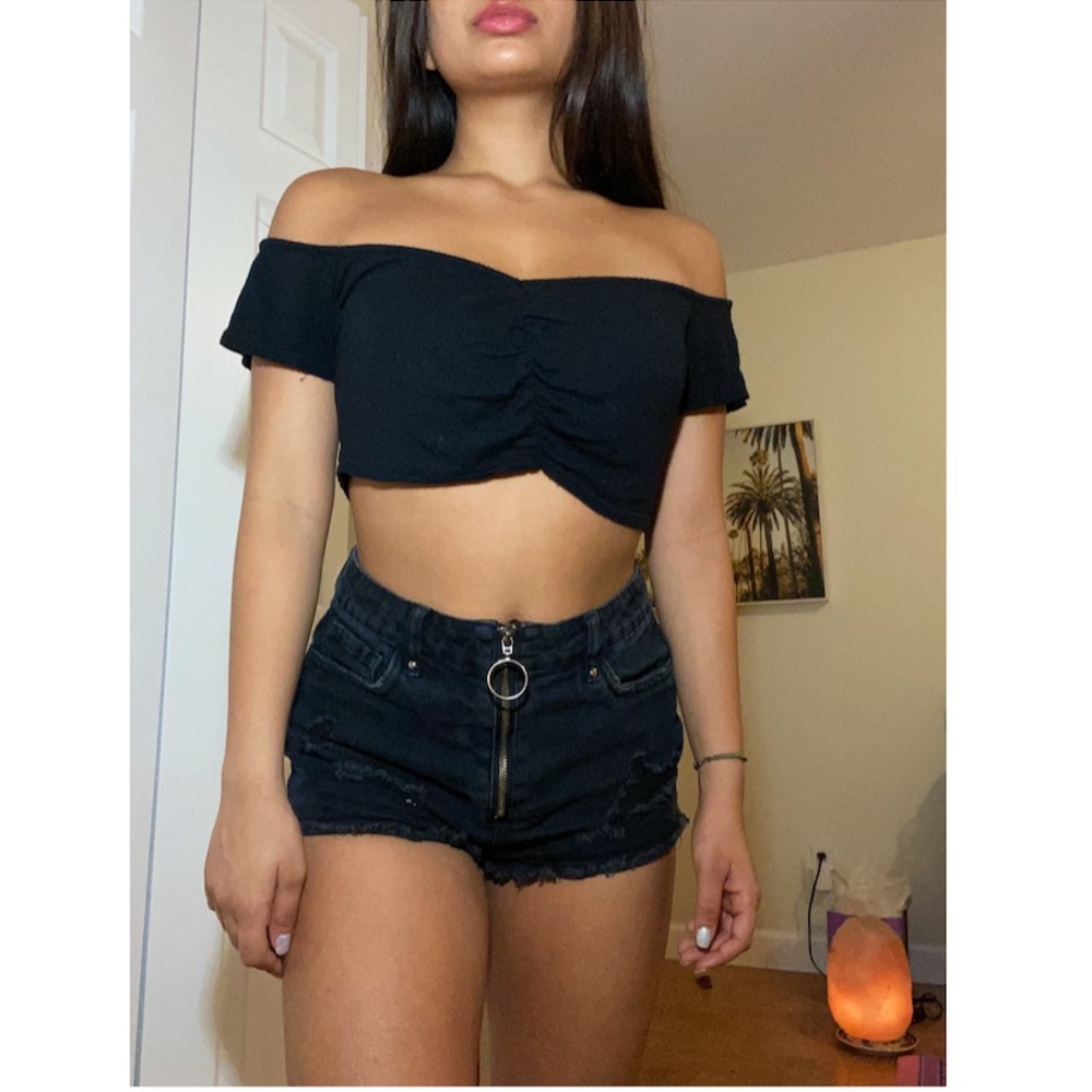 Black off shoulder top